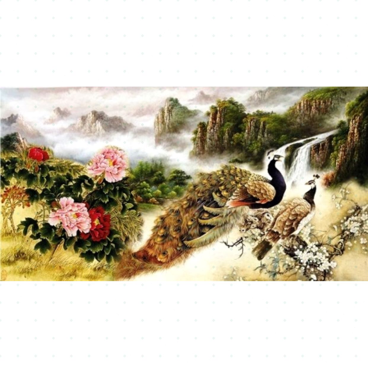 Tranh phong thủy phong cảnh TPT050 Sơn dầu canvas khung gỗ đẹp 