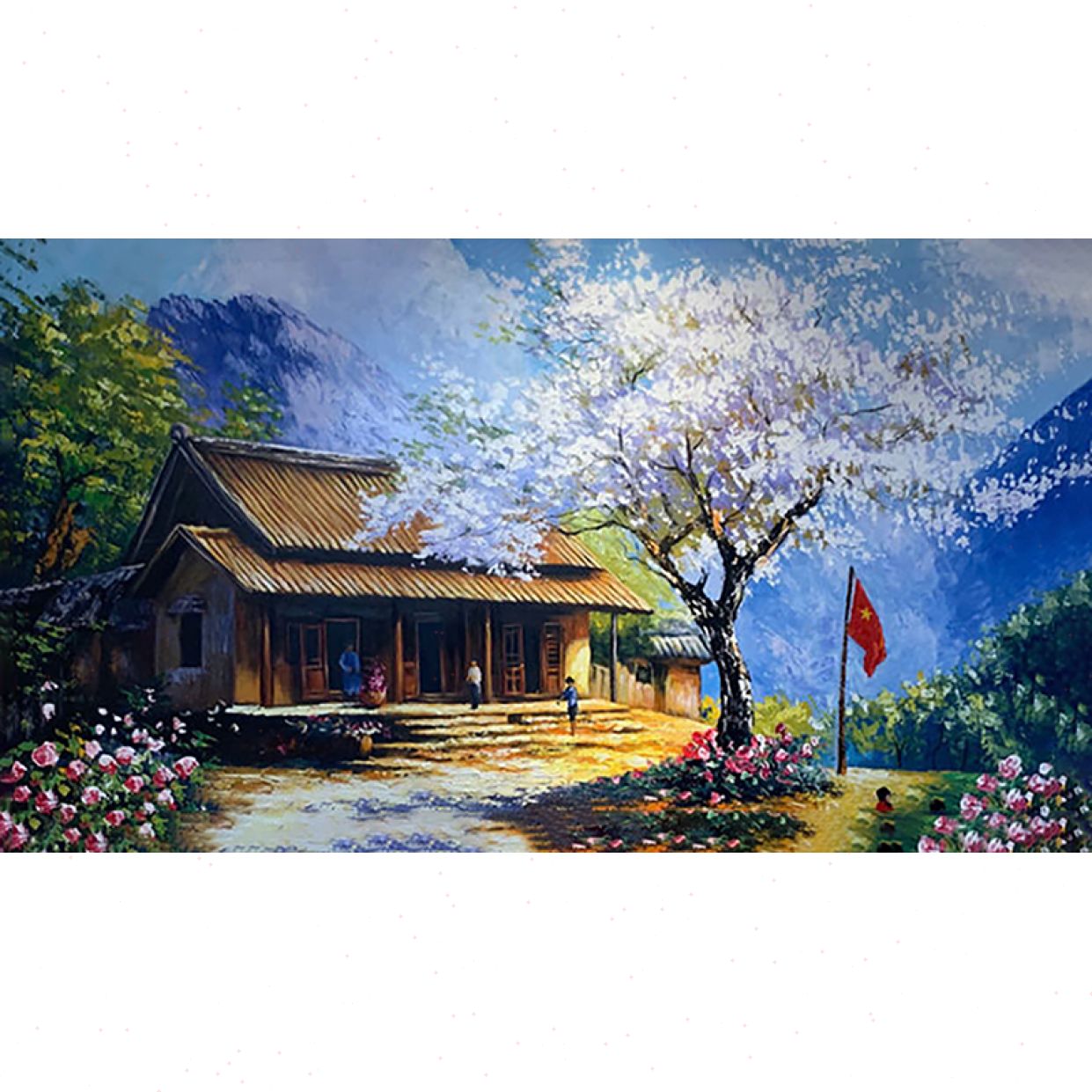 Tranh sơn dầu phong cảnh Tây Bắc đẹp, cao cấp STT528 