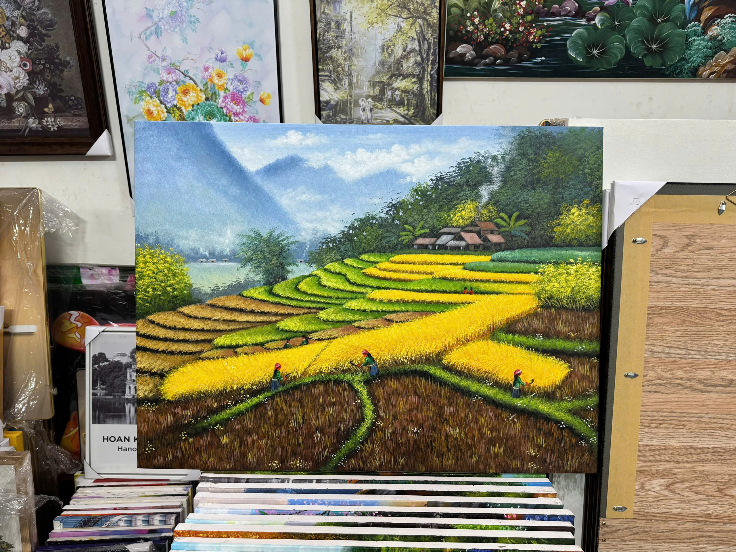 Tranh sơn dầu Ruộng Bậc Thang Tây Bắc đẹp khung gỗ 80x60cm