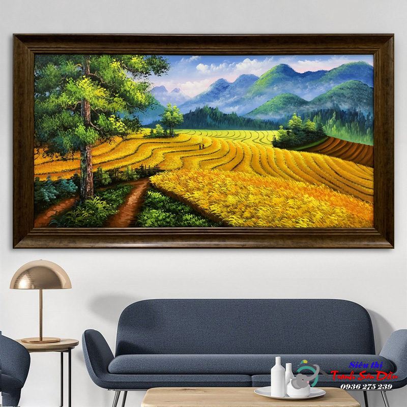 Tranh sơn dầu ruộng bậc thang miền núi đẹp tặng quà độc đáo