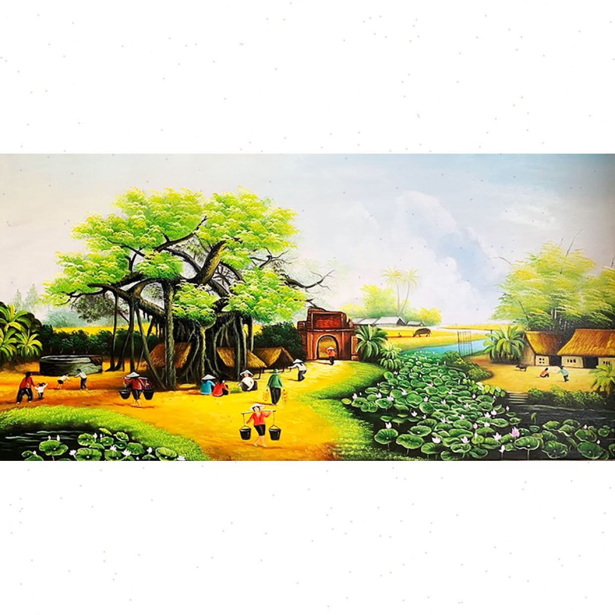 Tranh phong cảnh làng quê stt323 chất lượng Sơn Dầu khung gỗ đẹp 