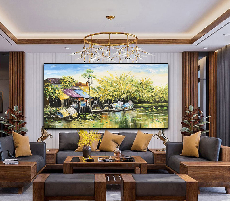 Tranh phong cảnh miền tây sông nước đẹp Sơn dầu Minh Hưng