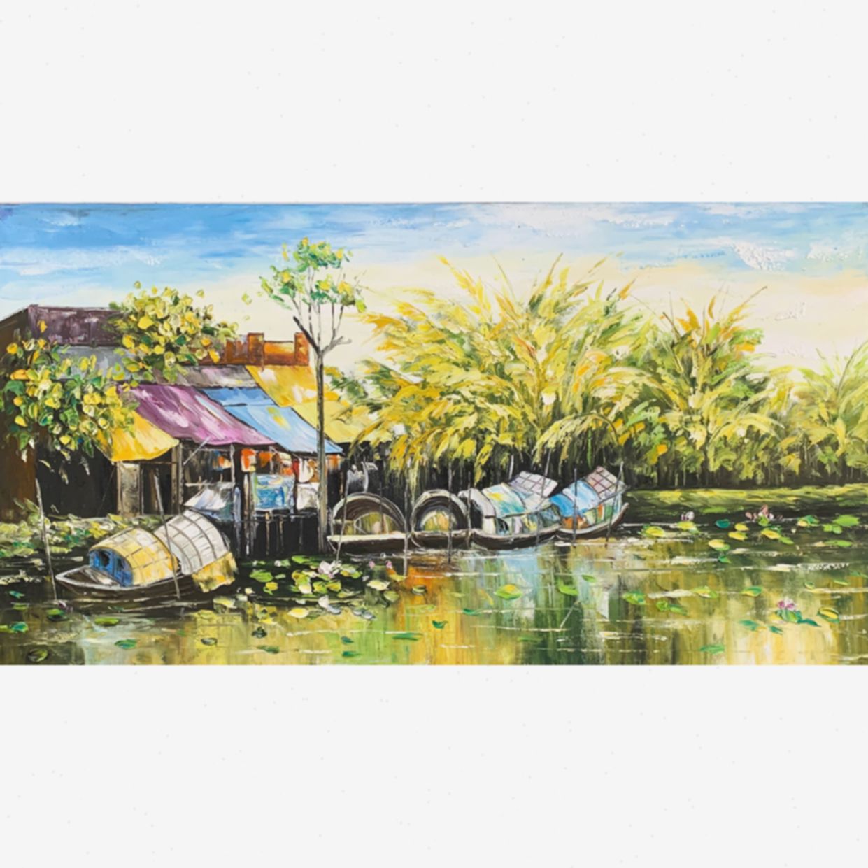 Tranh phong cảnh miền tây sông nước đẹp Sơn dầu Minh Hưng 
