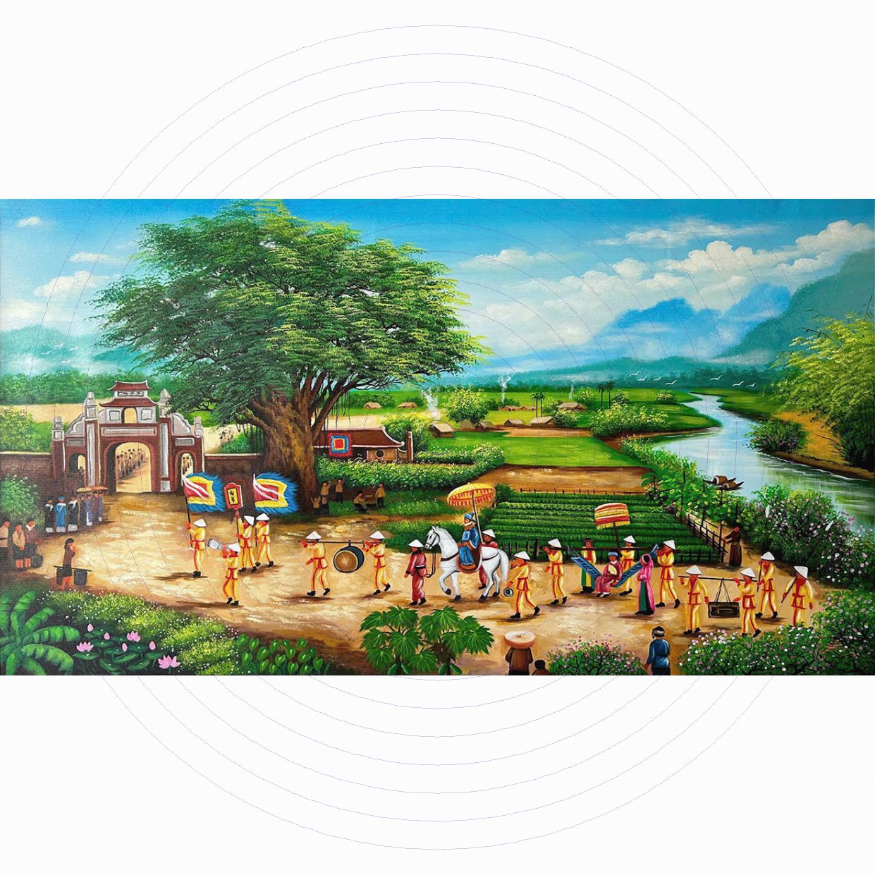 Tranh sơn dầu quy vinh bái tổ đẹp STT566 tranh canvas độc đáo 