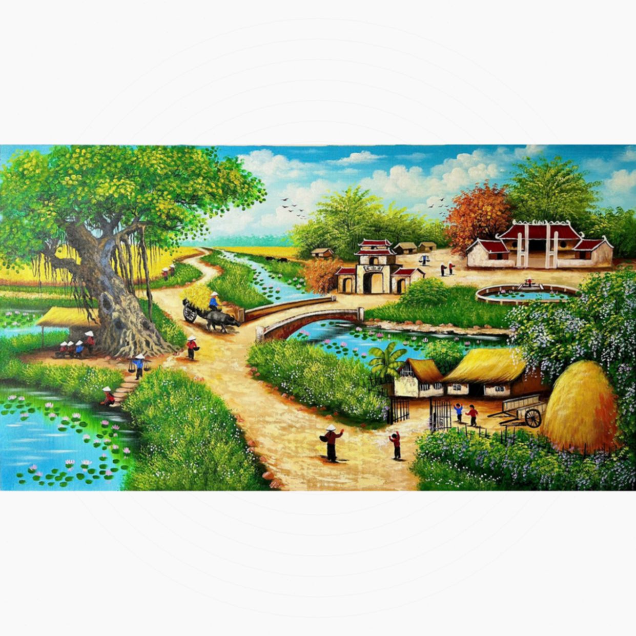 Tranh sơn dầu phong cảnh đồng quê đẹp STT573 mua ngay ưu đãi 