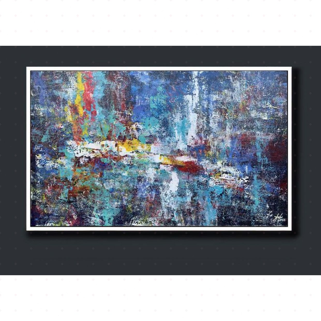 Tranh Trừu Tượng Trăng Thanh Acrylic 60x100cm Độc Bản Sang Trọng 