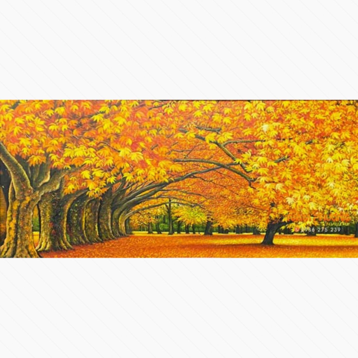 Tranh sơn dầu hàng cây vàng tranh treo tường decor 160x80 đẹp 