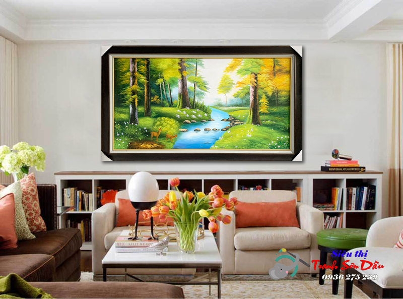 Tranh phong cảnh núi rừng nước ngoài sơn dầu 100% chất lượng cao