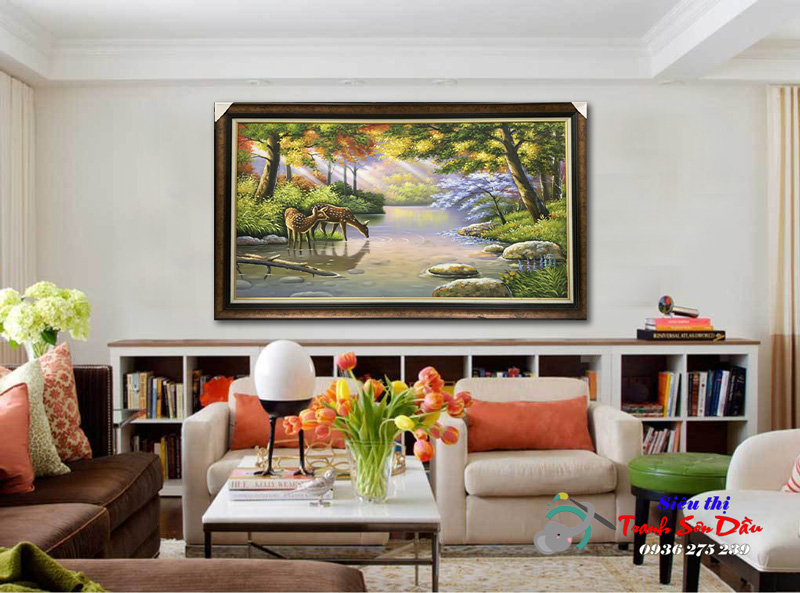 Tranh phong cảnh rừng châu Âu sơn dầu 100% Canvas đẹp giá tốt