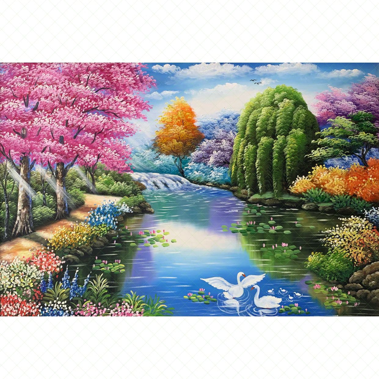 Tranh đồng quê châu Âu sơn dầu 100% Minh Hưng kích thước linh hoạt 