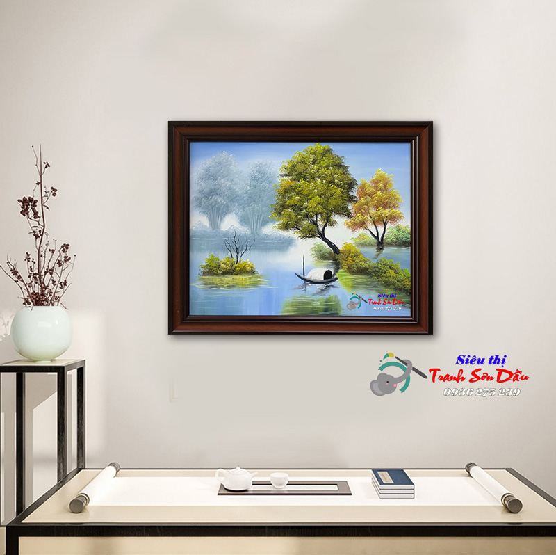Tranh phong cảnh sông nước hữu tình STT115 đẹp độc đáo giá tốt