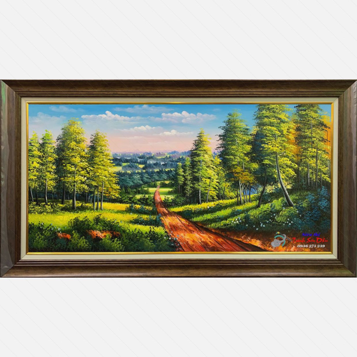 Tranh phong cảnh đường rừng sơn dầu canvas khung Hàn Quốc đẹp 