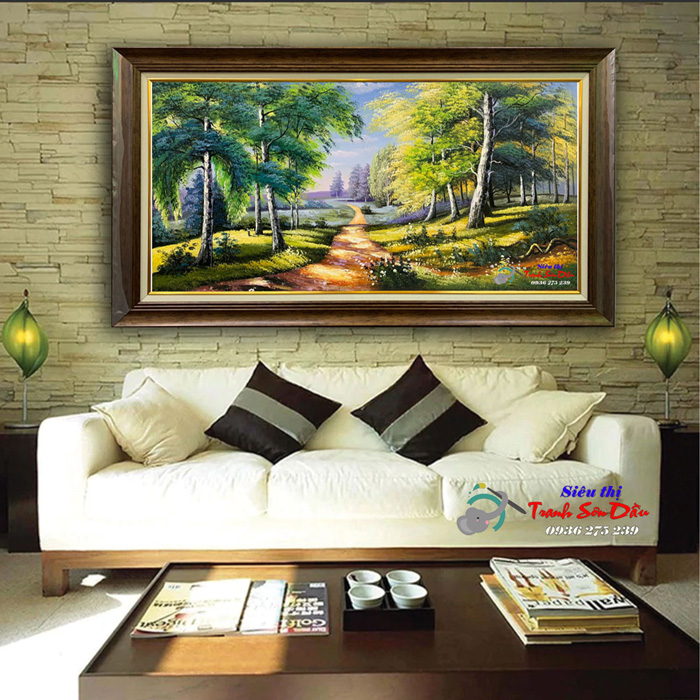 Tranh phong cảnh rừng cây sơn dầu 100% cao cấp Minh Hưng