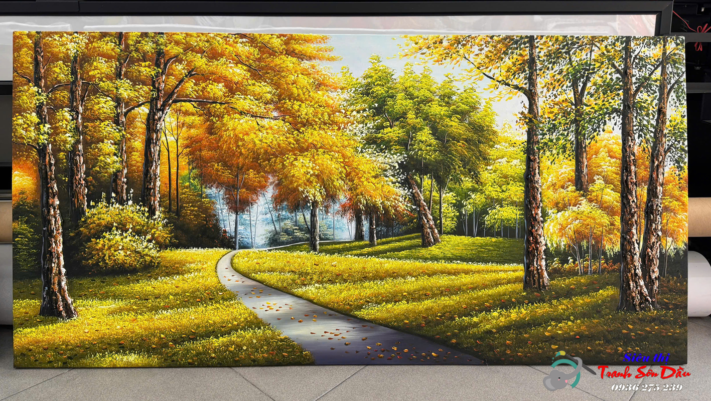 Tranh sơn dầu Lối Nhỏ Rừng Thu đẹp Minh Hưng Gallery chất lượng
