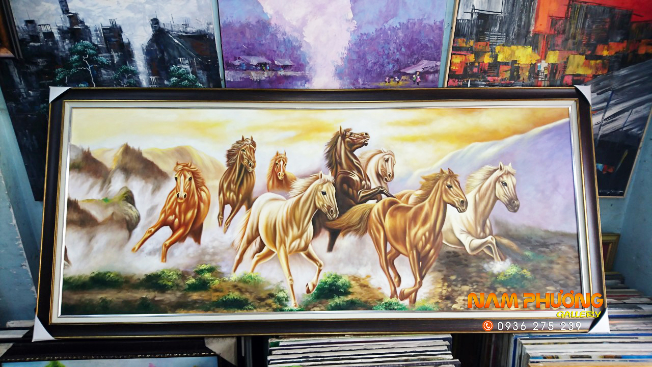 Tranh Mã Đáo Thành Công chạy đất đẹp tranh sơn dầu canvas cao cấp