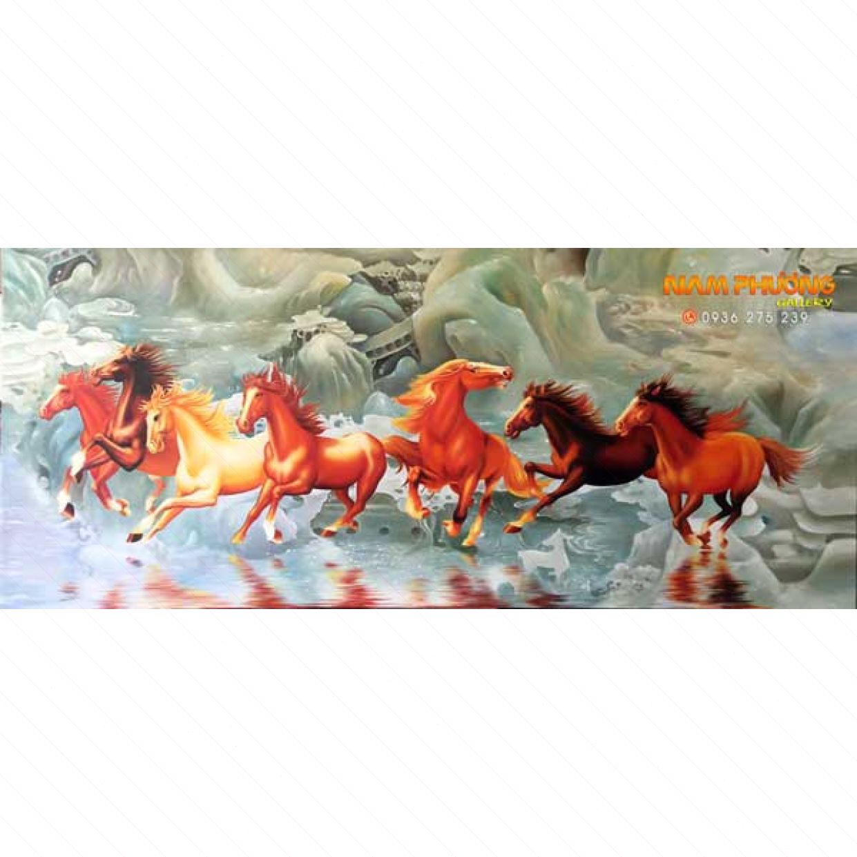 Tranh Mã Đáo Thành Công Bàn Thạch Ngọc TSD284 Sơn Dầu Đẹp 