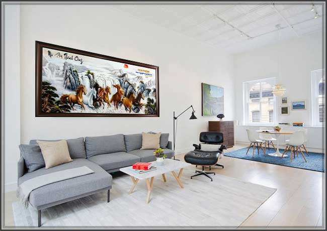 Tranh Mã Đáo Thành Công Vượt Thác TSD218 Sơn Dầu đẹp sang trọng