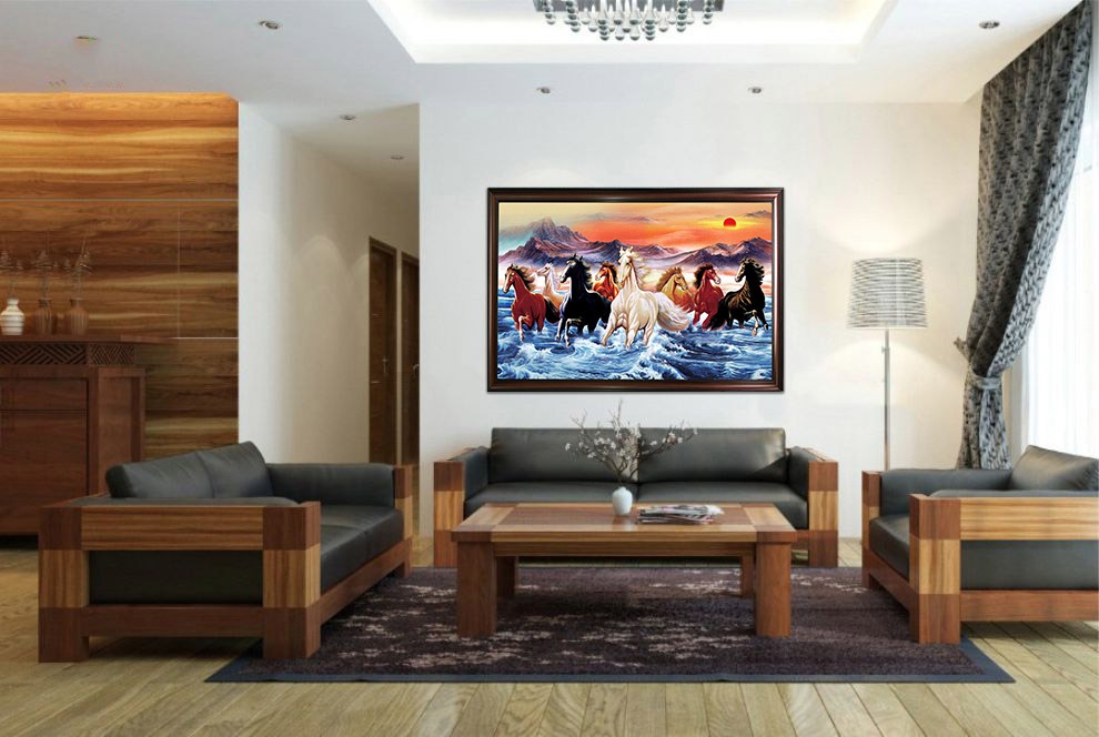 Tranh Mã Đáo Thành Công Sơn Dầu Đẹp Phong Thủy Cao Cấp