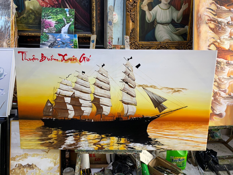 Tranh thuận buồm xuôi gió tsd392 tranh sơn dầu canvas khung đẹp Tranh thuận buồm xuôi gió tsd392 tranh sơn dầu canvas khung đẹp