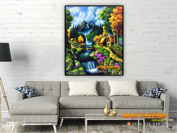 Tranh phong thủy thác nước TSD372 tranh sơn dầu canvas đẹp quà tặng