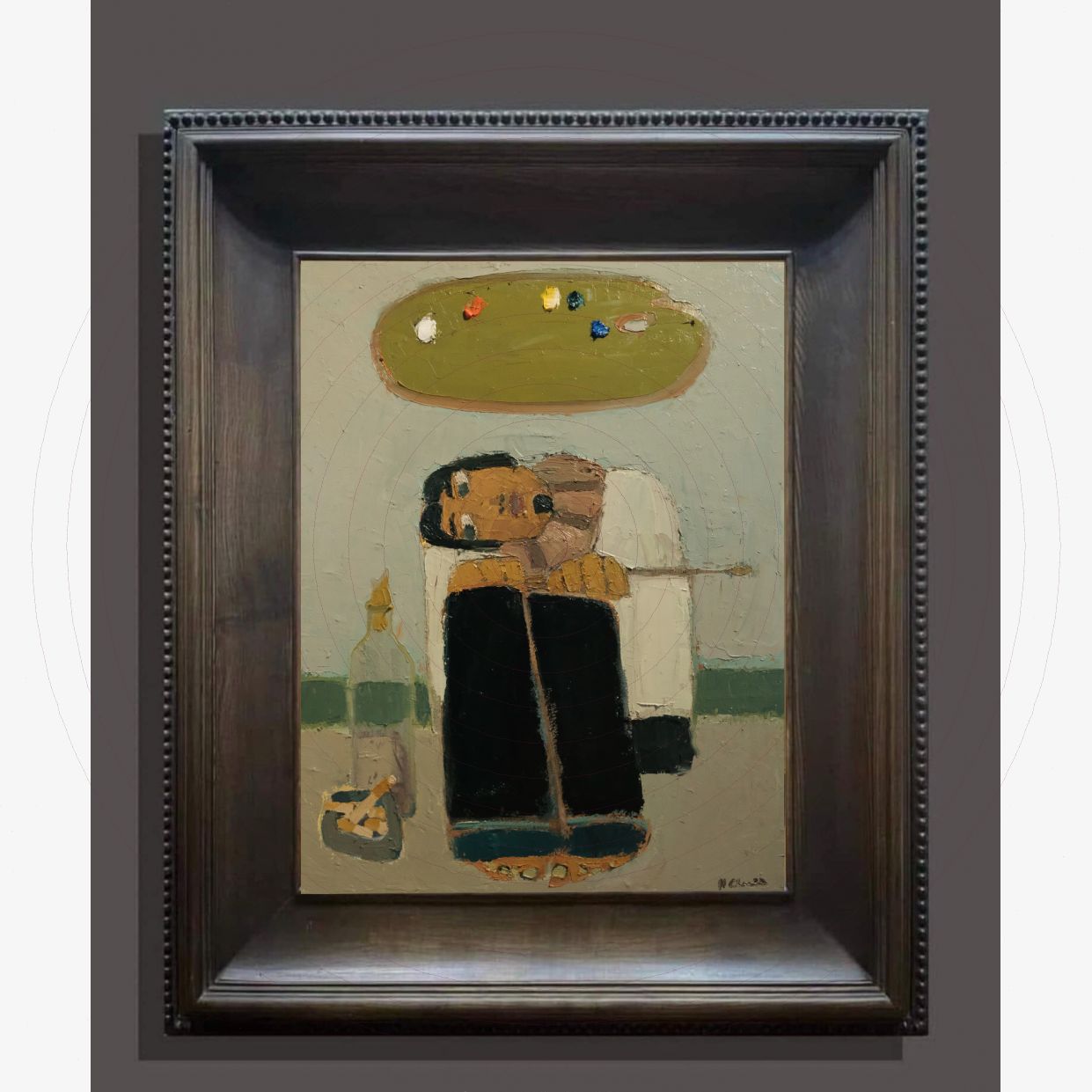 Tranh Sơn Dầu Suy Tư 60x80cm Độc Bản Sang Trọng Trang Trí Phòng 