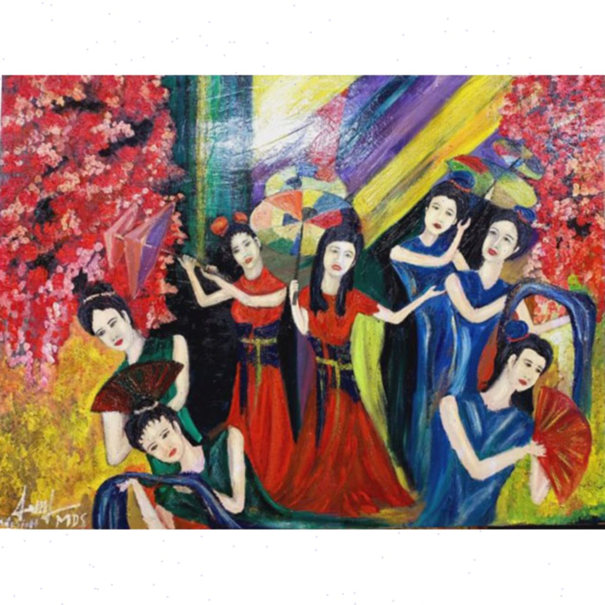 Tranh Sơn Dầu Sân Khấu Sắc Màu Châu Âu Sang Trọng 120x90cm 