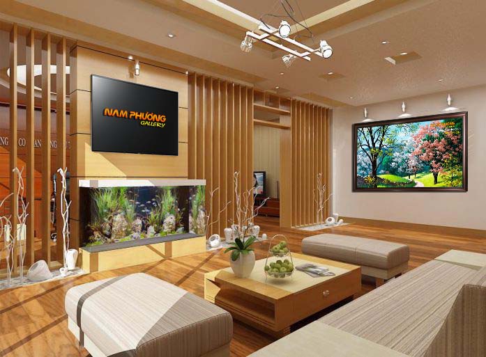 Tranh Phong Cảnh Rừng Hoa Sơn Dầu Canvas Khung Gỗ 160x80cm