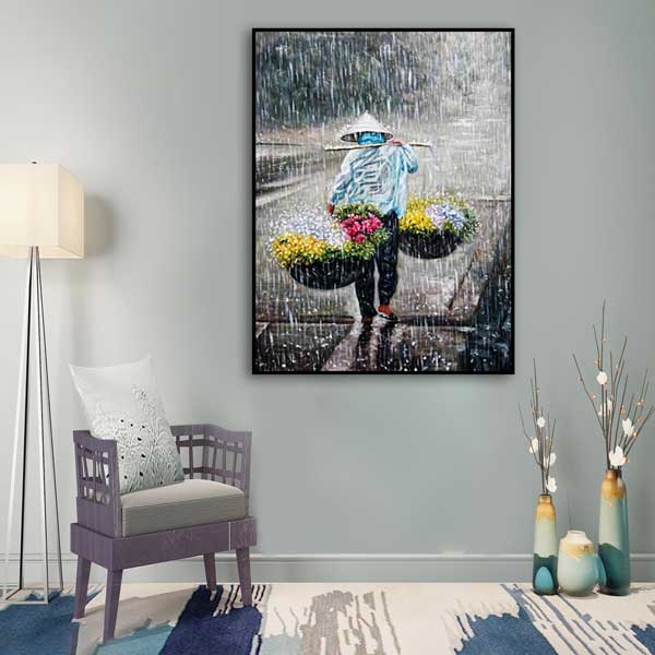 Tranh Sơn Dầu Sáng Tác TST005 Vải Canvas 60x80cm Vẽ Tay 100%