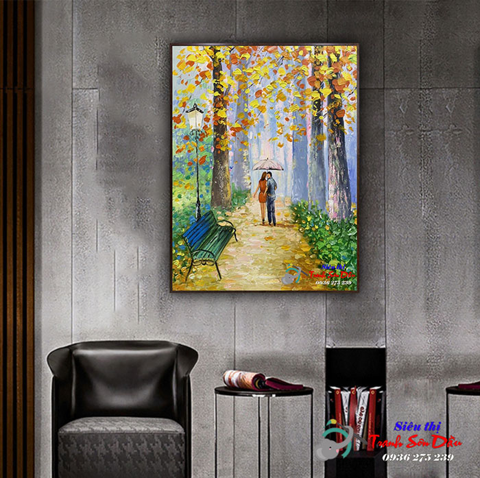 Tranh Đôi Tình Nhân THD018 Sơn Dầu Canvas Khung Composite 80x100cm