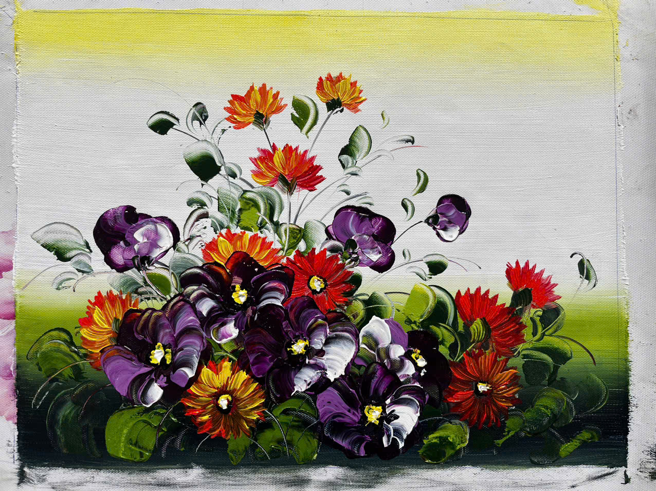 Tranh sơn dầu hoa nở rộ 40x30cm vẽ tay Minh Hưng Gallery