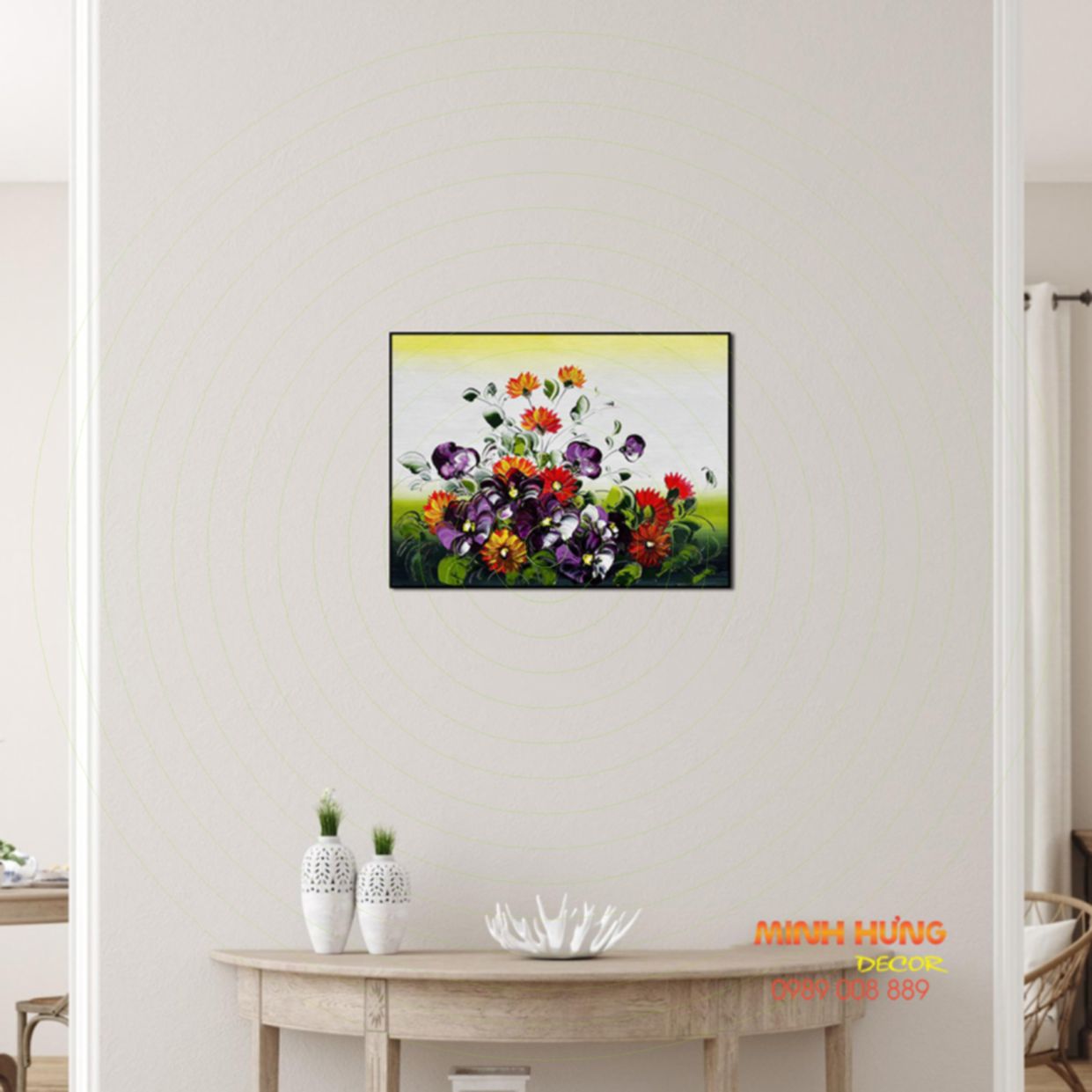 Tranh sơn dầu hoa nở rộ 40x30cm vẽ tay Minh Hưng Gallery 