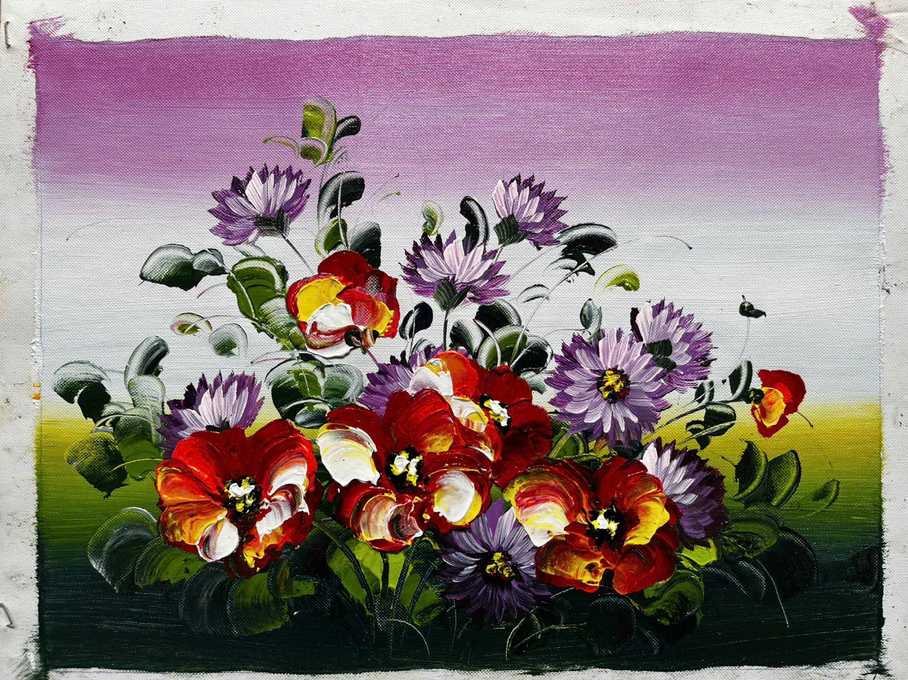 Tranh sơn dầu hoa ký ức đẹp độc đáo 40x30 Minh Hưng Gallery