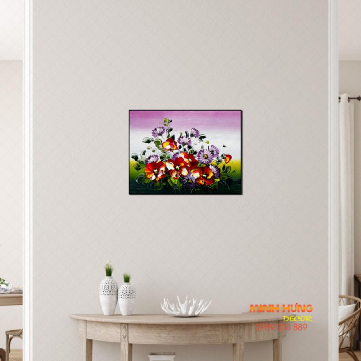 Tranh sơn dầu hoa ký ức đẹp độc đáo 40x30 Minh Hưng Gallery 