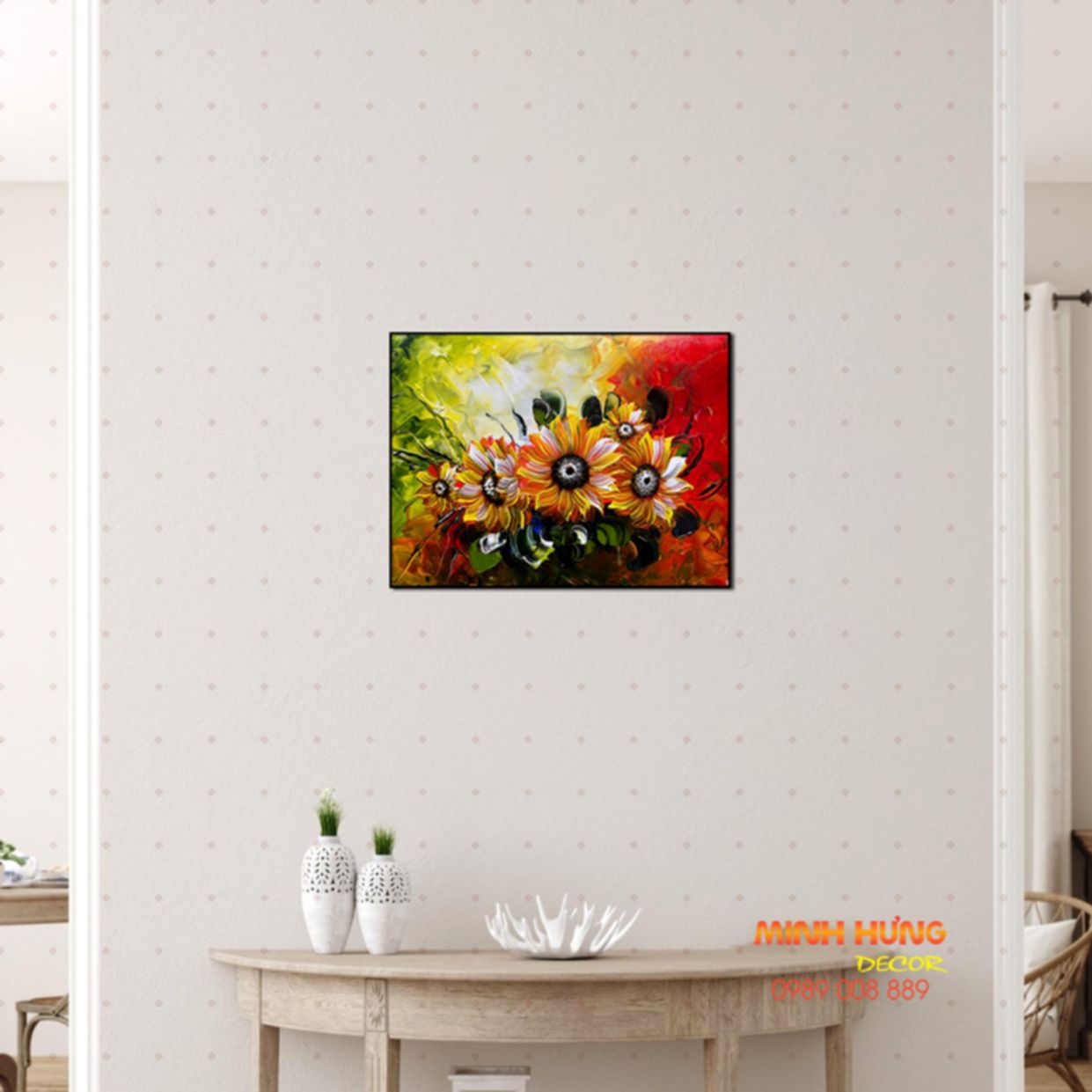 Tranh sơn dầu mặt trời STT427 sang trọng, vẽ tay sắc nét Minh Hưng 