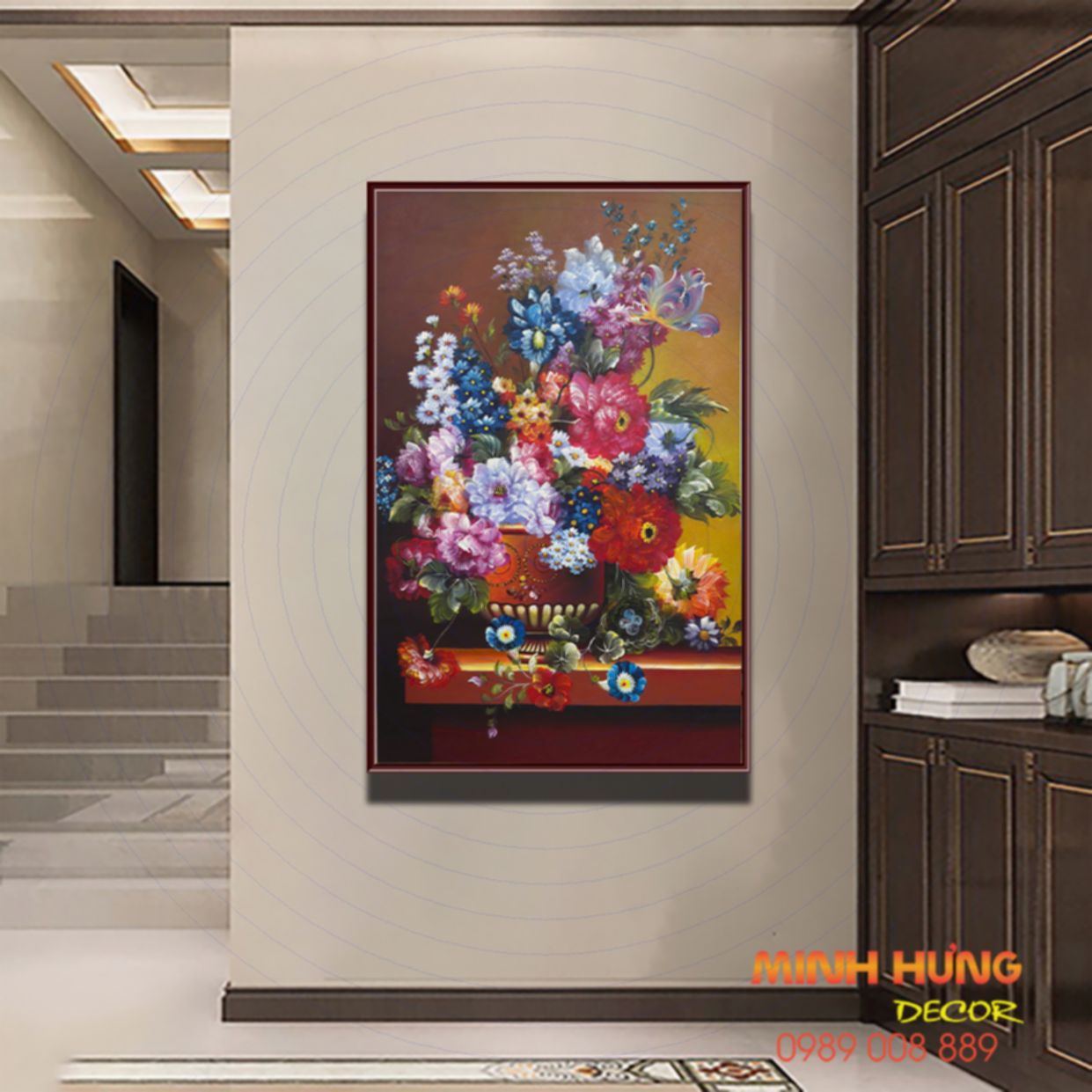 Tranh sơn dầu mẫu đơn đẹp STT440 độc đáo treo tường decor 