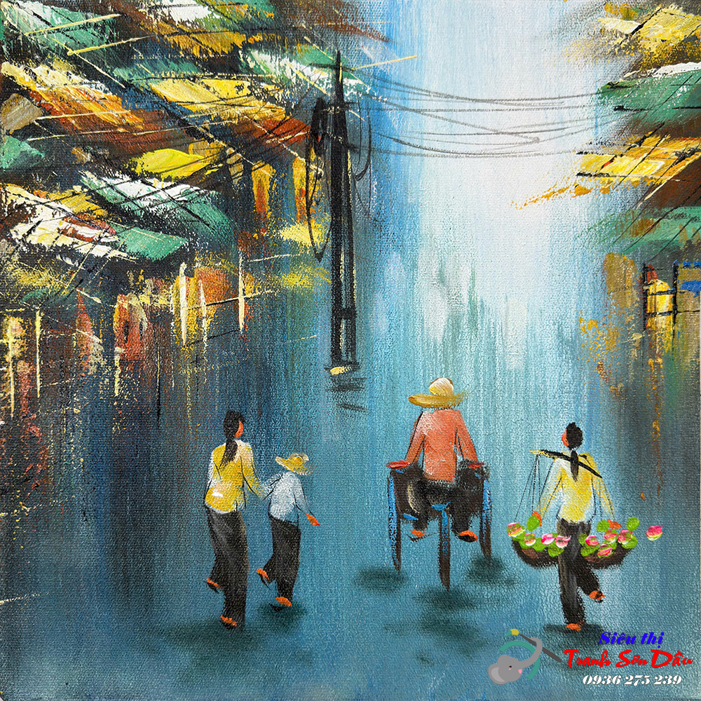 Tranh Sơn Dầu Nhịp Sống Thường Ngày Canvas Khung Gỗ Cao Cấp