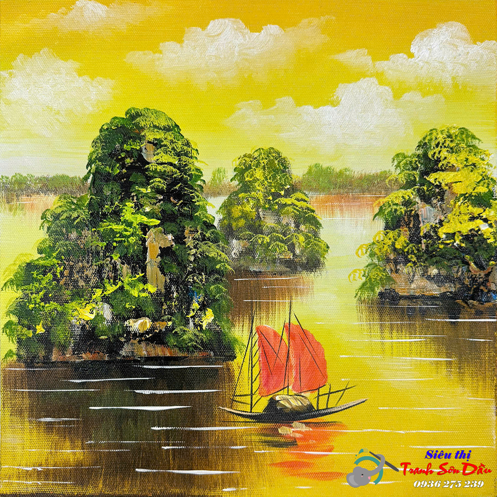 Tranh Sơn Dầu Vịnh Hạ Long Chiều Tà Vẽ Tay 100% Sang Trọng