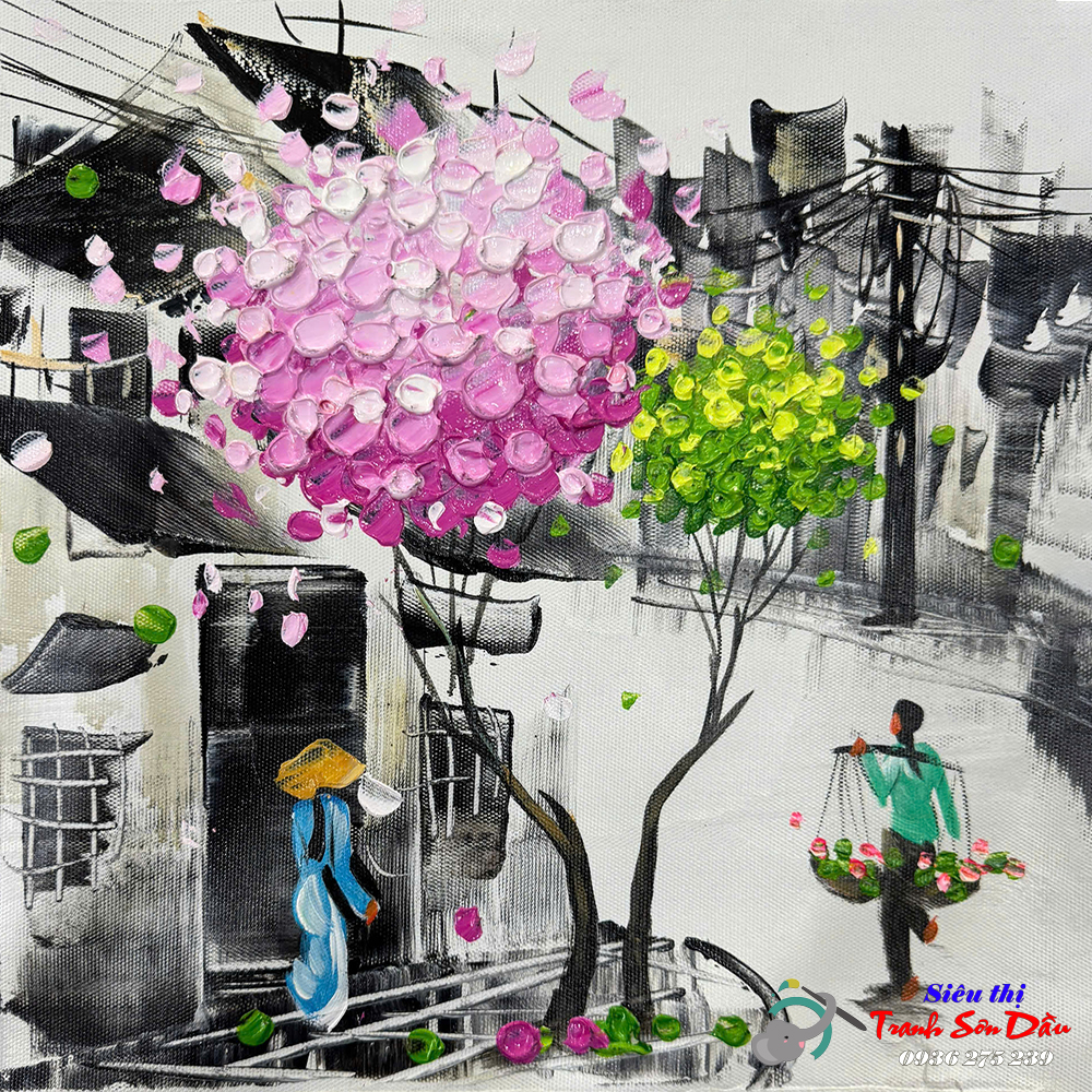 Tranh Sơn Dầu Phố Xưa Hương Sắc Vừa Ý