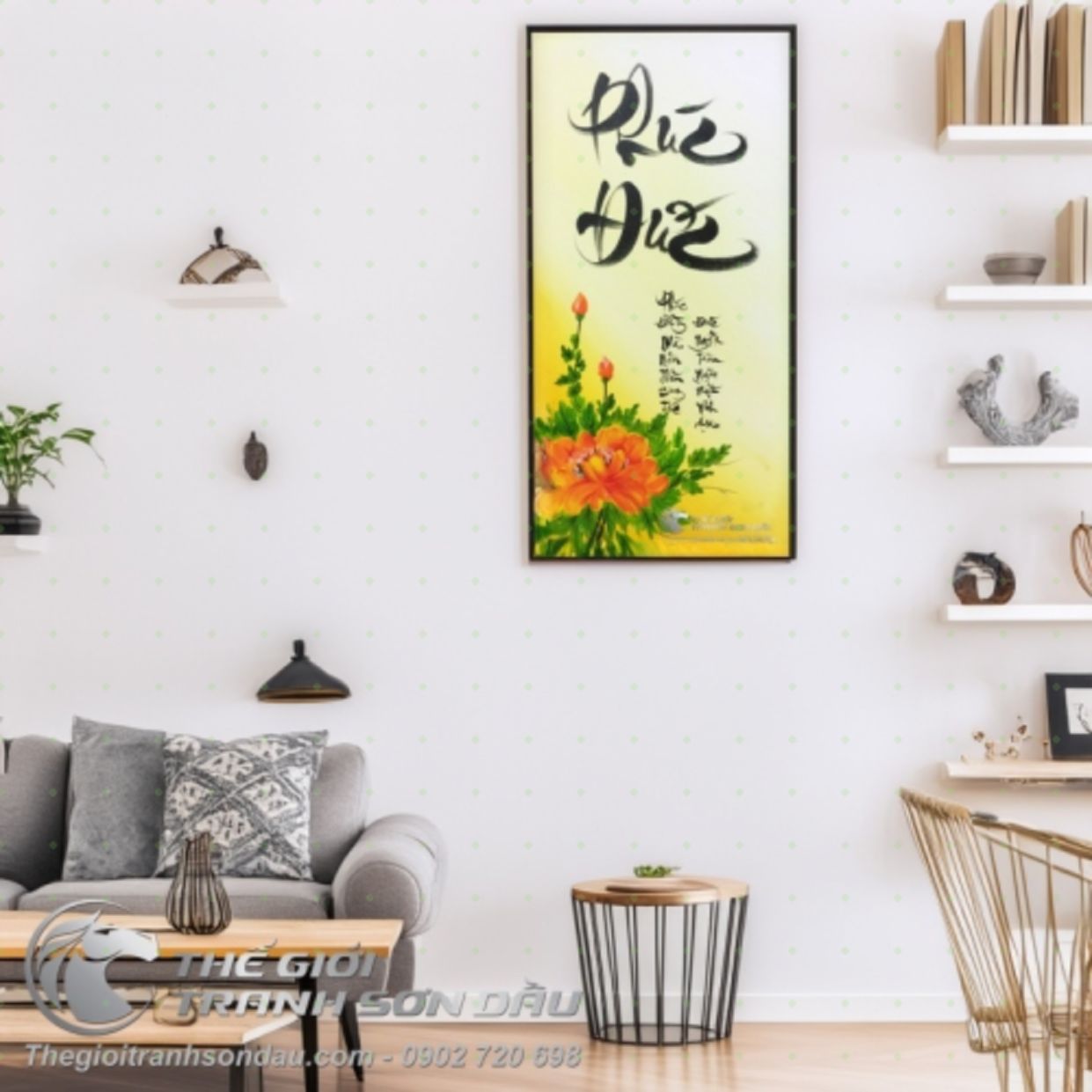 Tranh Thư Pháp Phúc Đức Sang Trọng Phù Hợp Trang Trí Nhà Cửa 