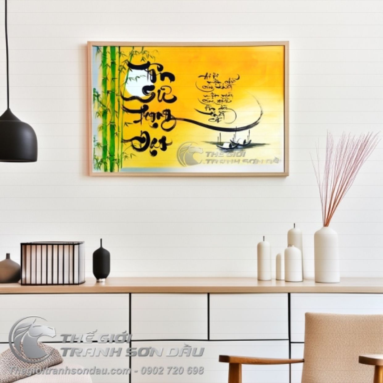 Tranh Thư Pháp Tôn Sư Trọng Đạo Ánh Trăng Sang Trọng Đẹp Giá Tốt 