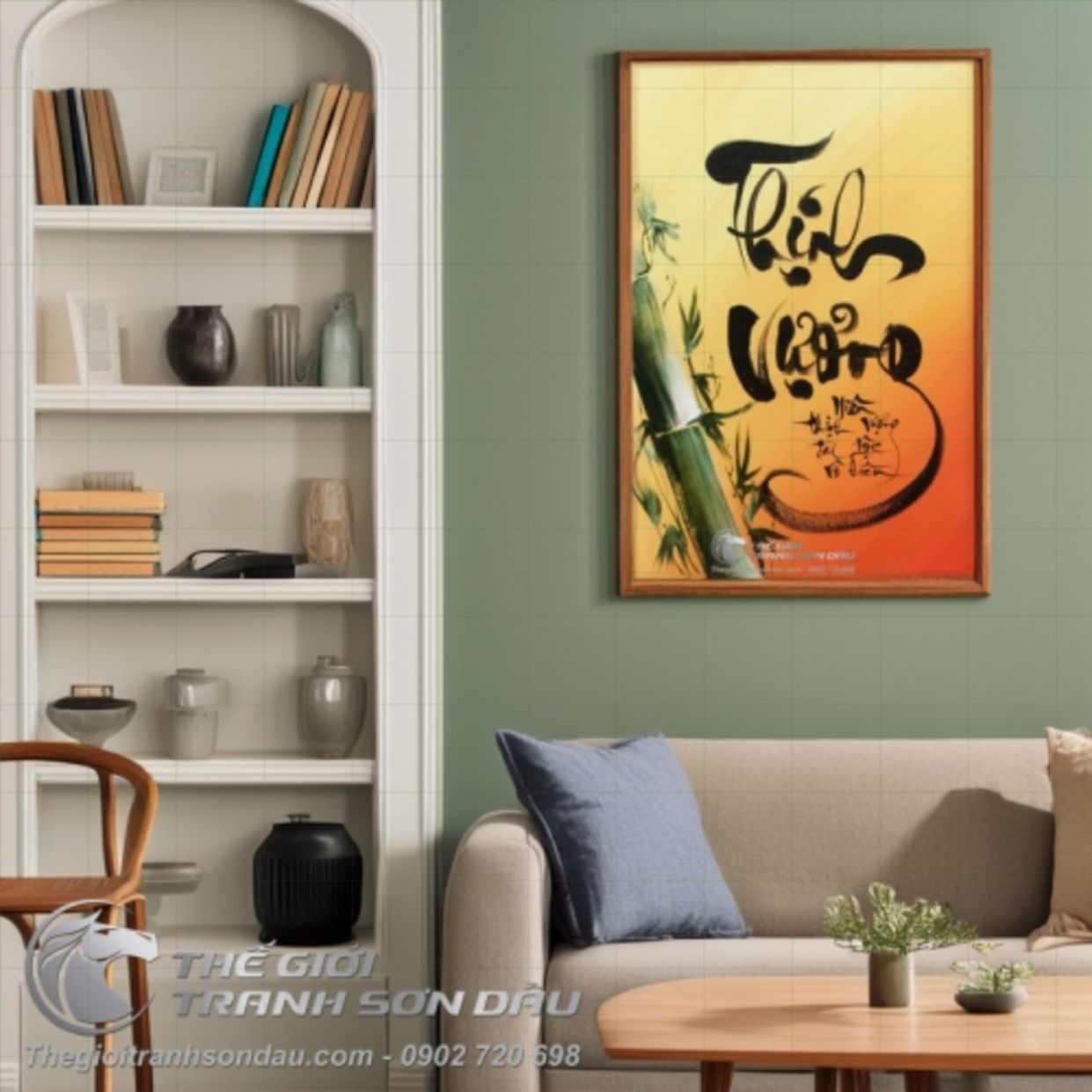 Tranh Thư Pháp Thịnh Vượng Sơn Dầu Đa Sắc Kích Thước Lớn 