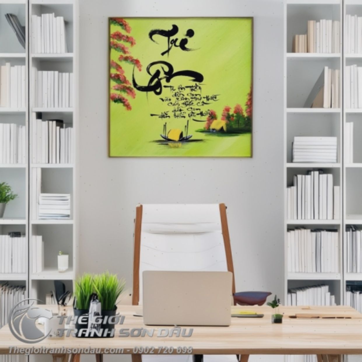 Tranh Thư Pháp Sơn Dầu Chữ Tri Ân Đẹp Ý Nghĩa Trang Trí 
