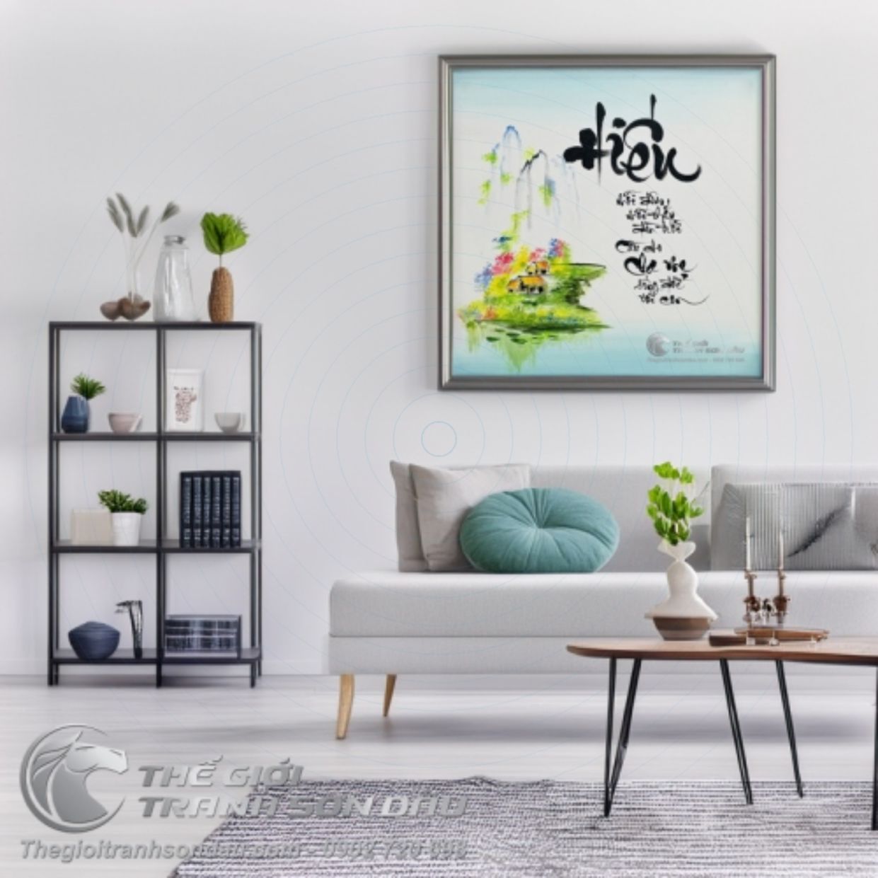 Tranh chữ Hiếu thư pháp sơn dầu đậm nét tinh tế, quà tặng ý nghĩa 
