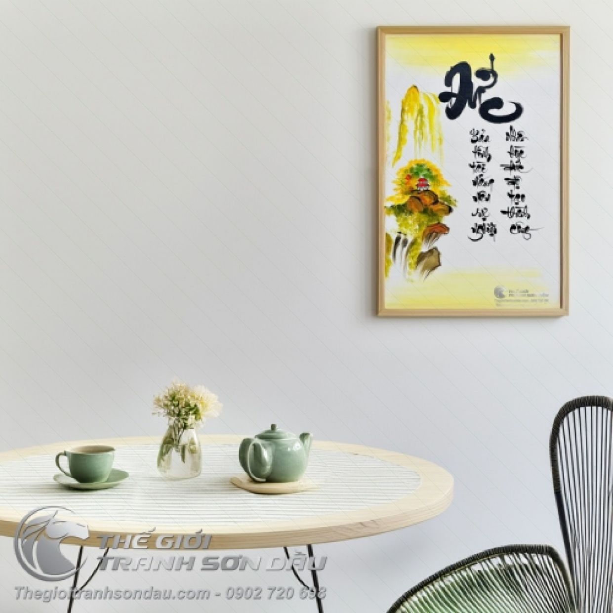 Tranh Thư Pháp Chữ Đức Sơn Dầu Đẹp Giá Rẻ Kích Thước Chuẩn 