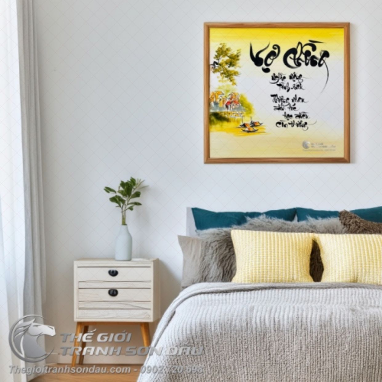 Tranh Thư Pháp Vợ Chồng Sắc Son Trang Trí Nhà Đẹp Sang 
