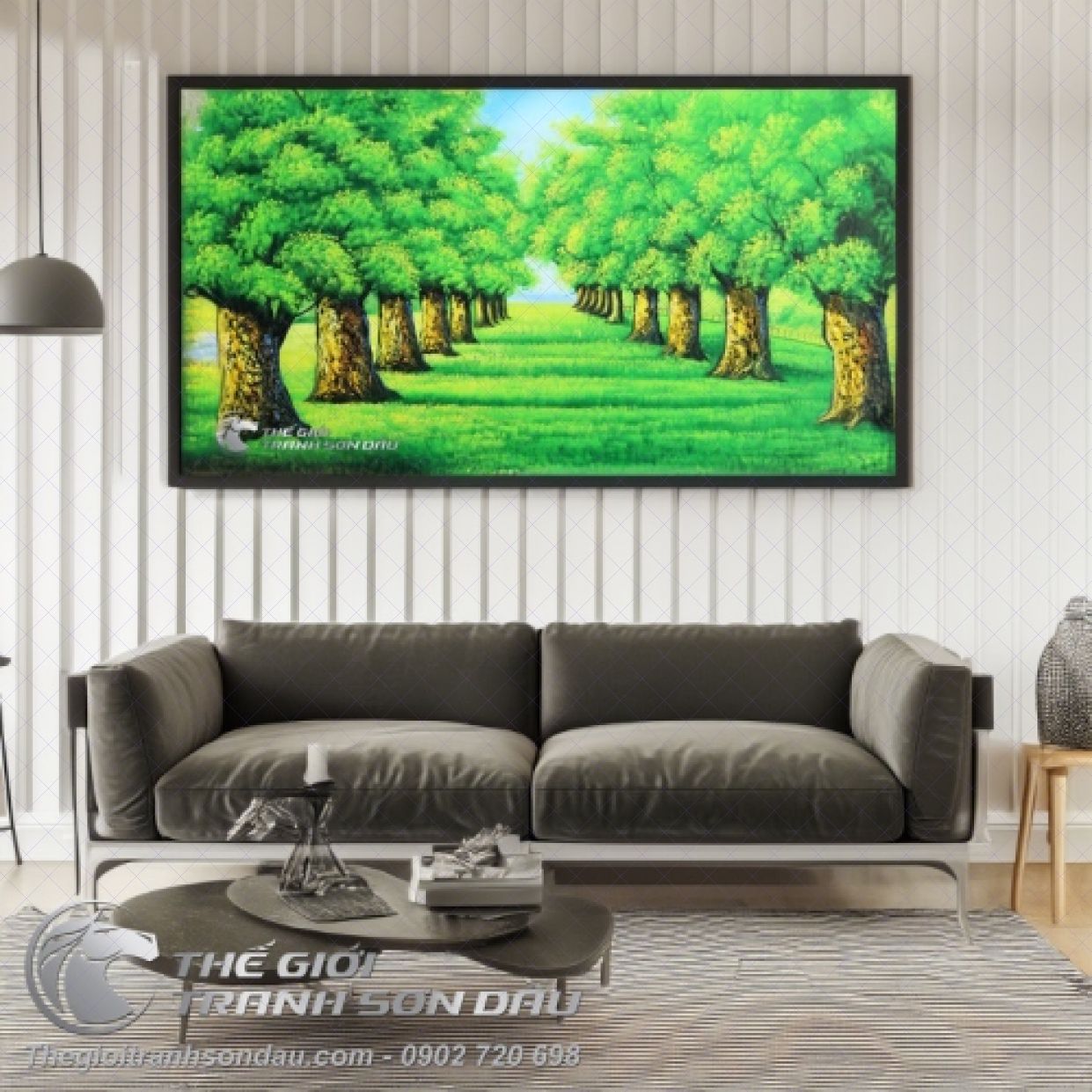 Tranh Con Đường Cây Cổ Thụ Sơn Dầu Phòng Khách Sang Trọng 