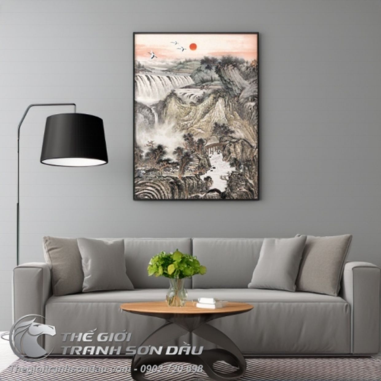 Tranh Sơn Dầu Thác Đá Hoang Sơ Hạc Về 80x120 Đa Sắc 