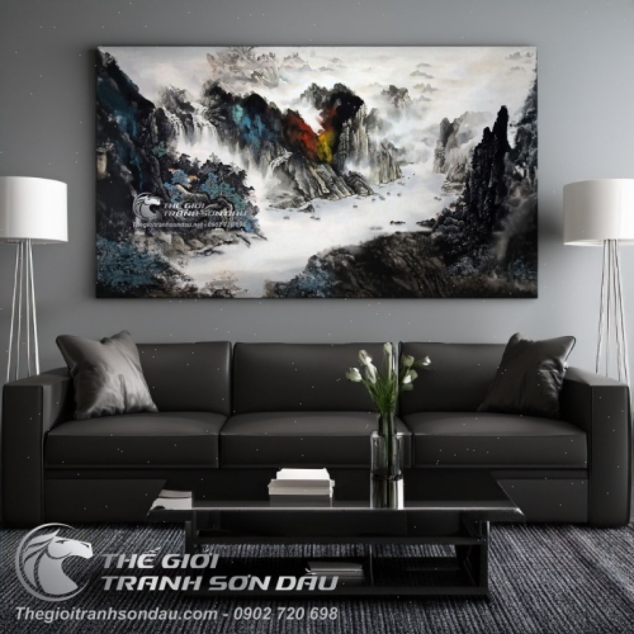Tranh Sơn Dầu Núi Đá Sắc Màu 60x120 Trang Trí Sang Trọng 
