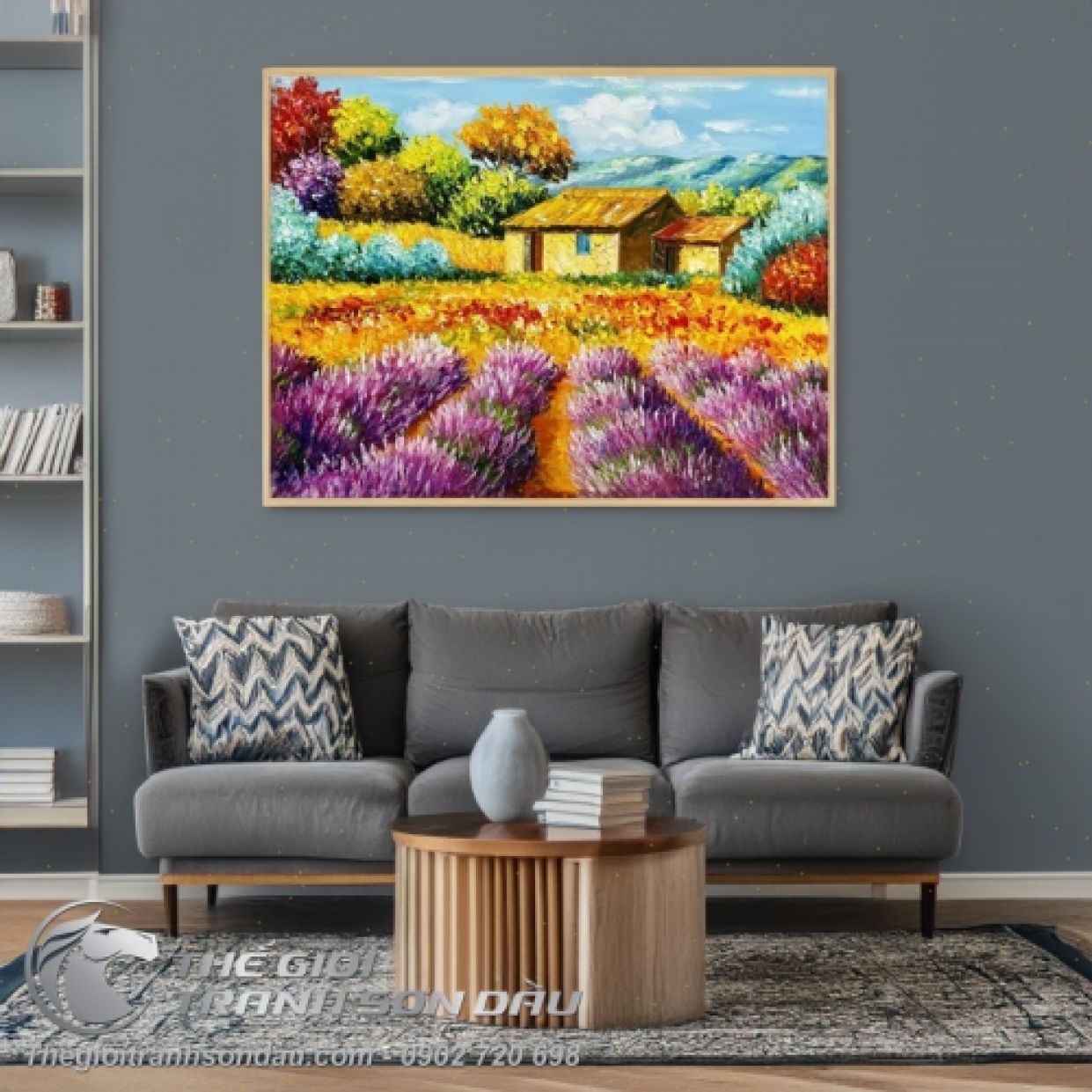 Tranh Sơn Dầu Nhà Quê 60x80cm - Cảnh Thiên Nhiên Đa Sắc 
