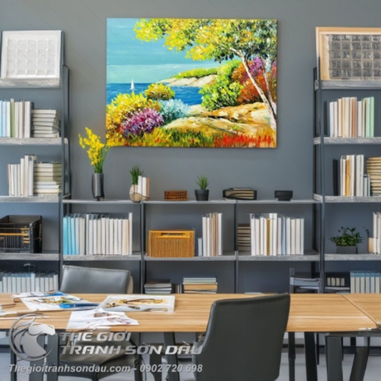 Tranh Sơn Dầu Phong Cảnh Biển đẹp Kích Thước 60x80cm 